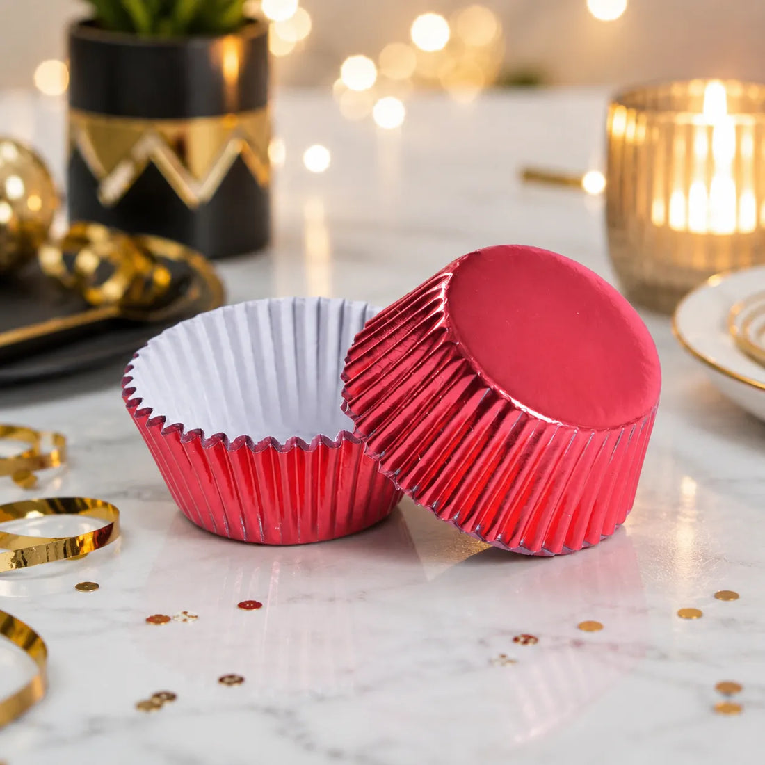 Caissette à Cupcake Rouge en Alu Festive