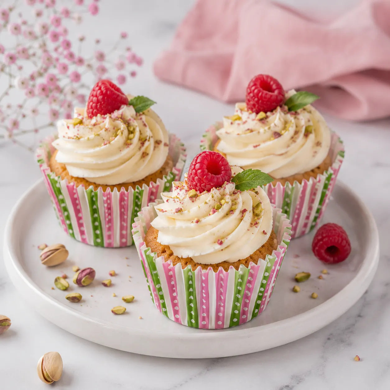 Caissette Cupcake Vert et Rose