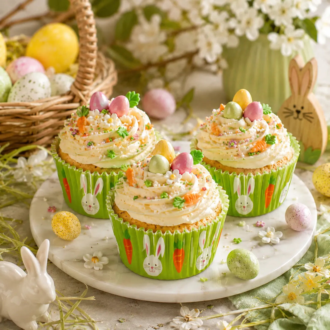Caissette Cupcake Vert Œufs de Pâques