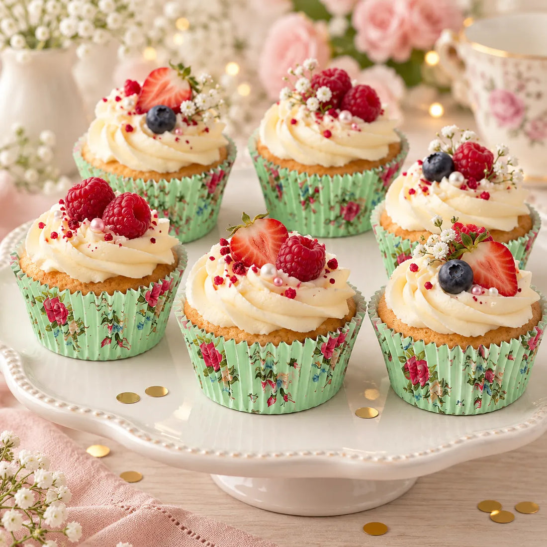 Caissette à Cupcake Vintage Fleurie glamour