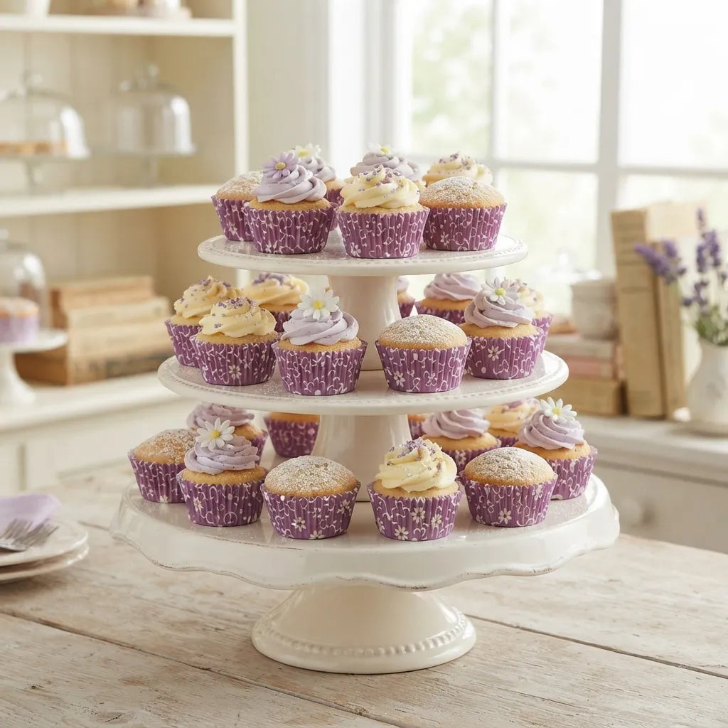 Caissette Cupcake Violette Fleurie Moderne