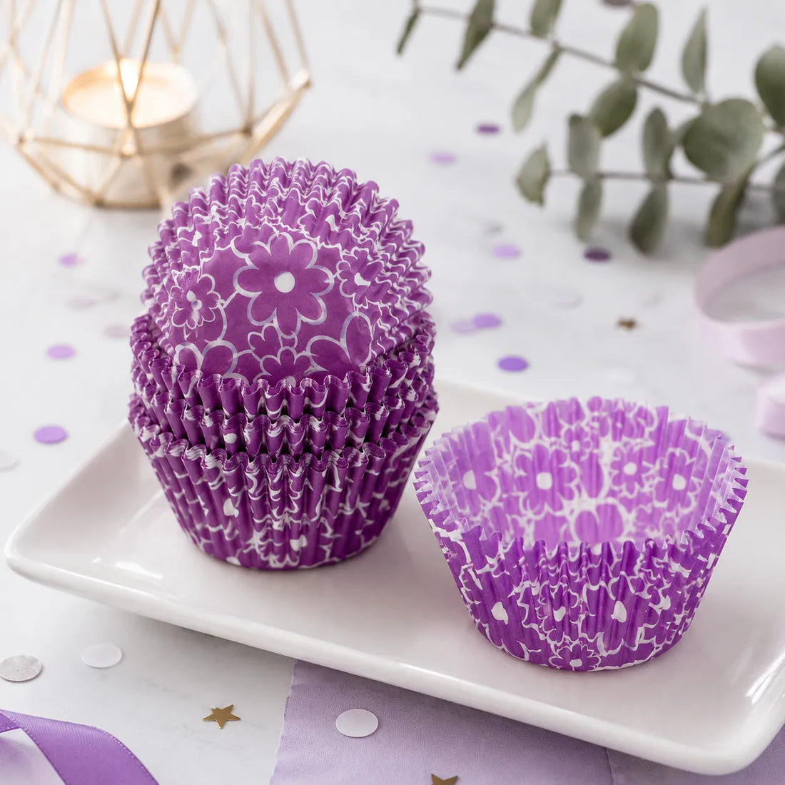 Caissette Cupcake Violette Fleurie Raffinée