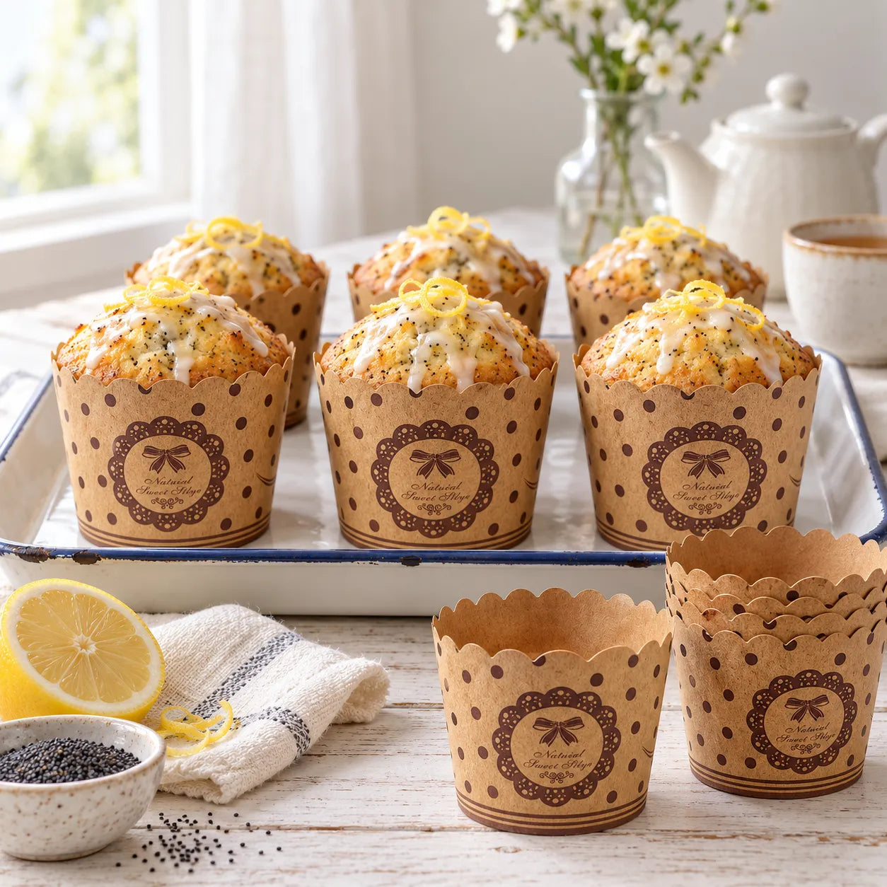 Caissette Cupcake en Kraft à Pois Utilitaire