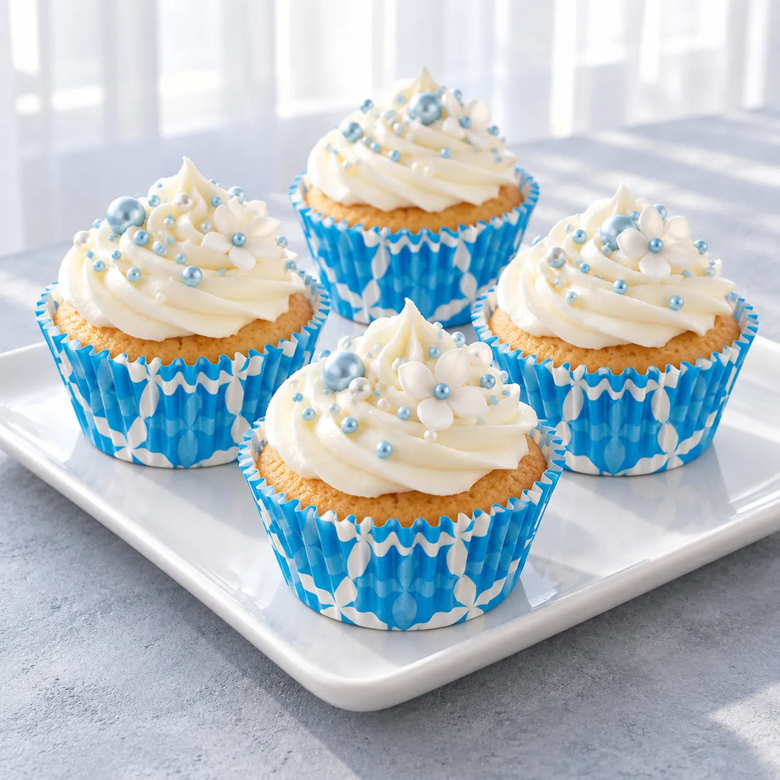 Caissette à Cupcake en Papier Bleu Résistant