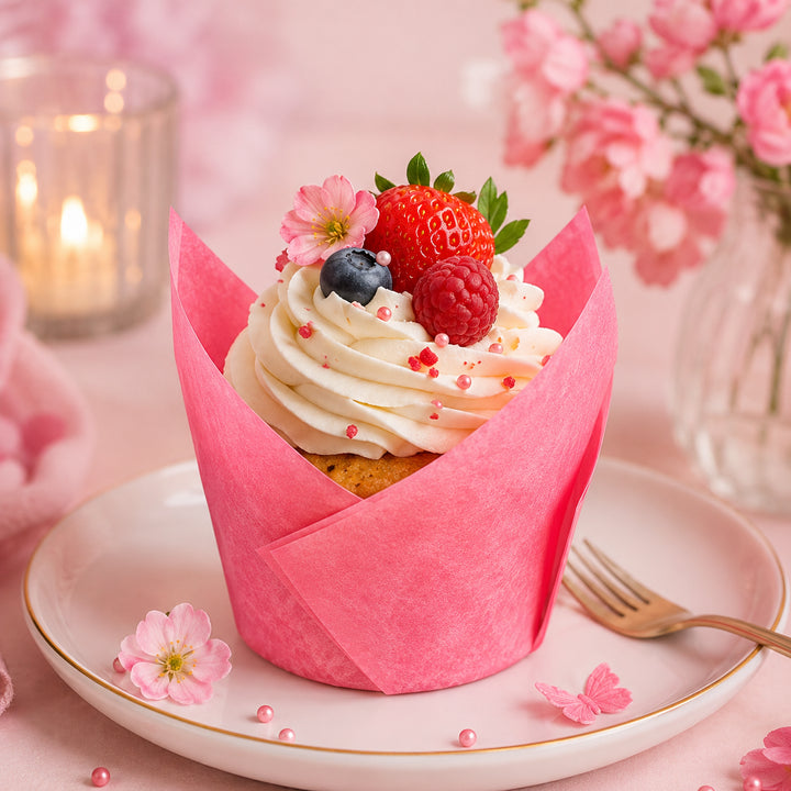 Caissette Cupcake en Papier Fuchsia