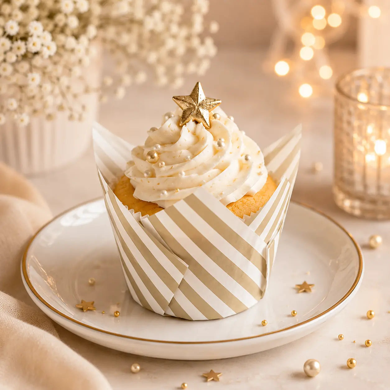 Caissette Cupcake en Papier Rayée intemporel