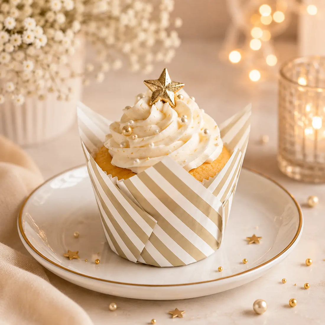 Caissette Cupcake en Papier Rayée intemporel