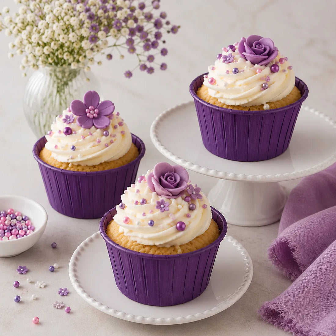 Caissette Muffin En Papier Violet