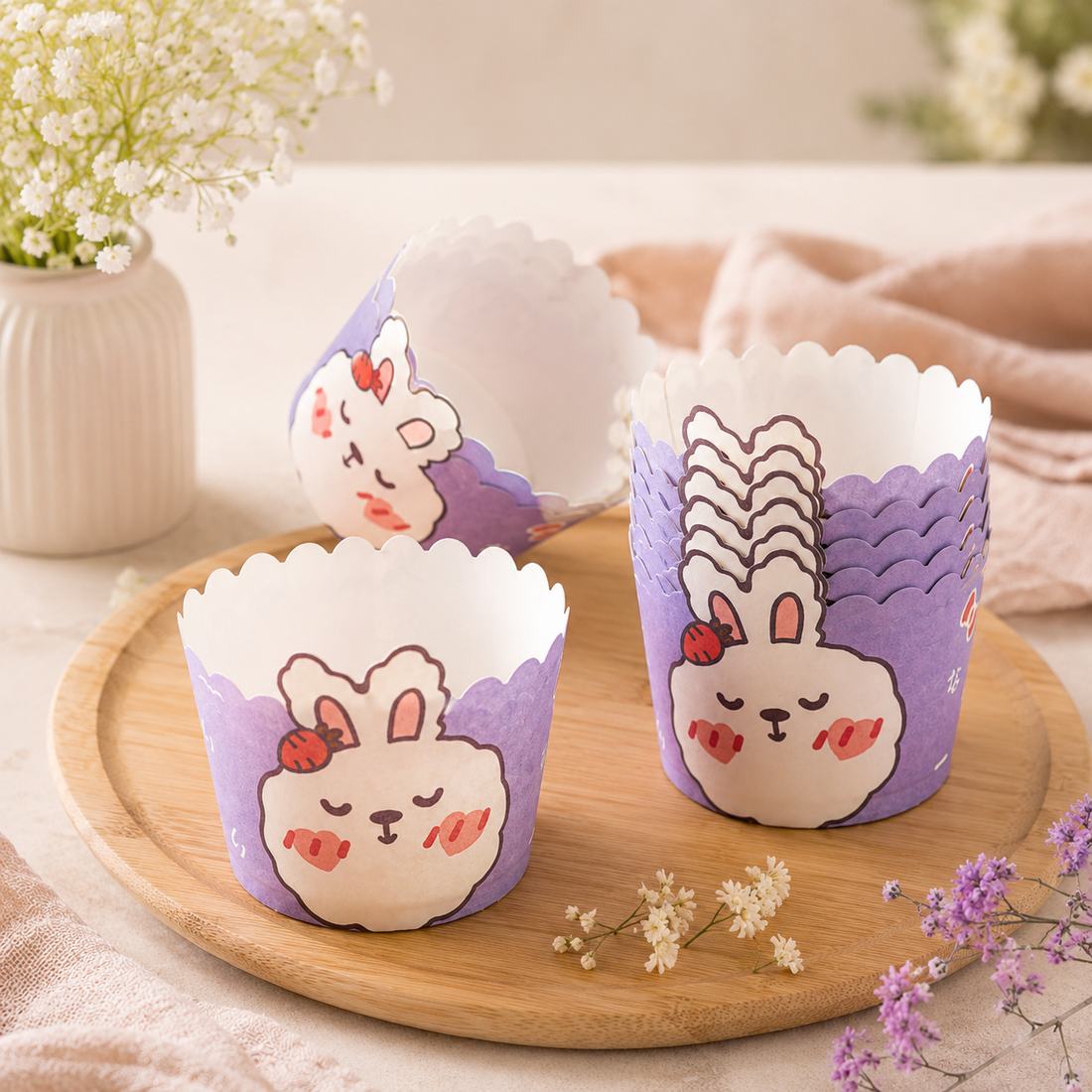 Caissette à Muffin Lapin Mignon Violet