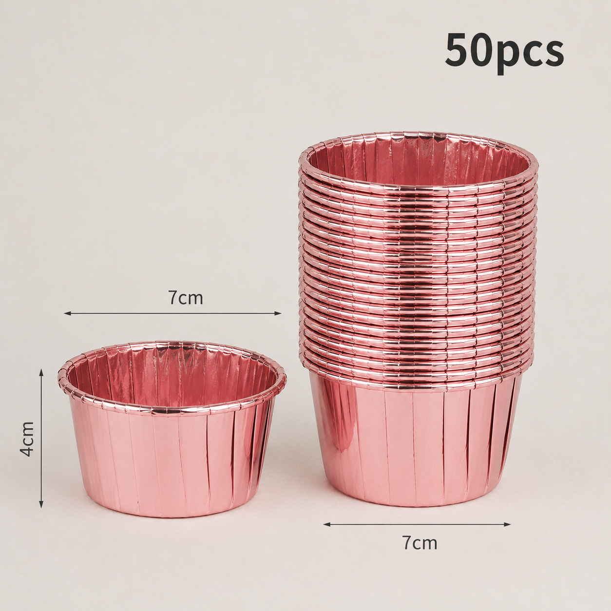 Caissette Muffin Rose Gold Dimensions