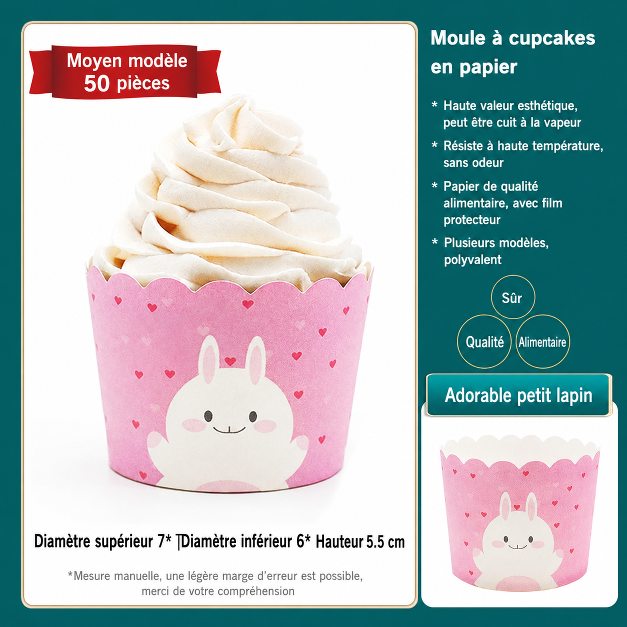 Caissette Rose à Cœurs Moyen