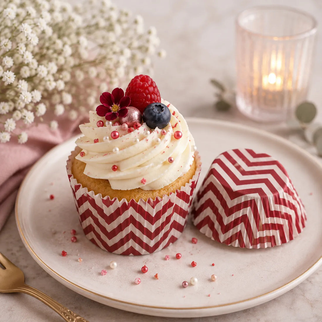 Caissette en Papier Bordeaux Pour Cupcake intemporel