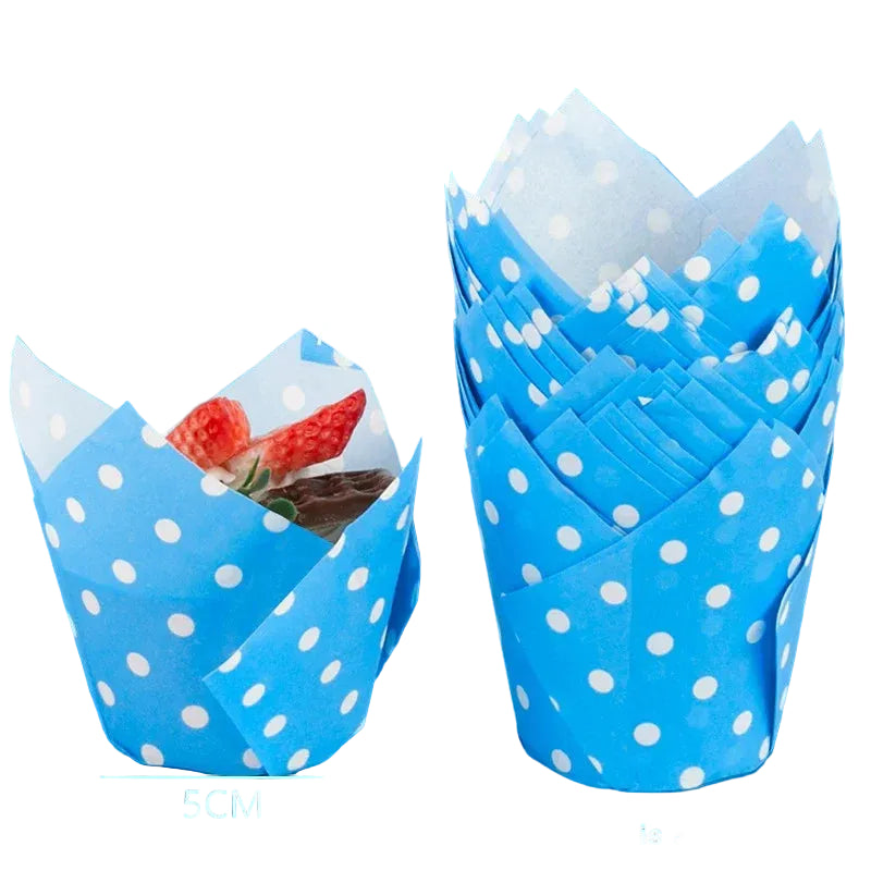 Caissette pour Cupcake Bleu à Pois Elégant