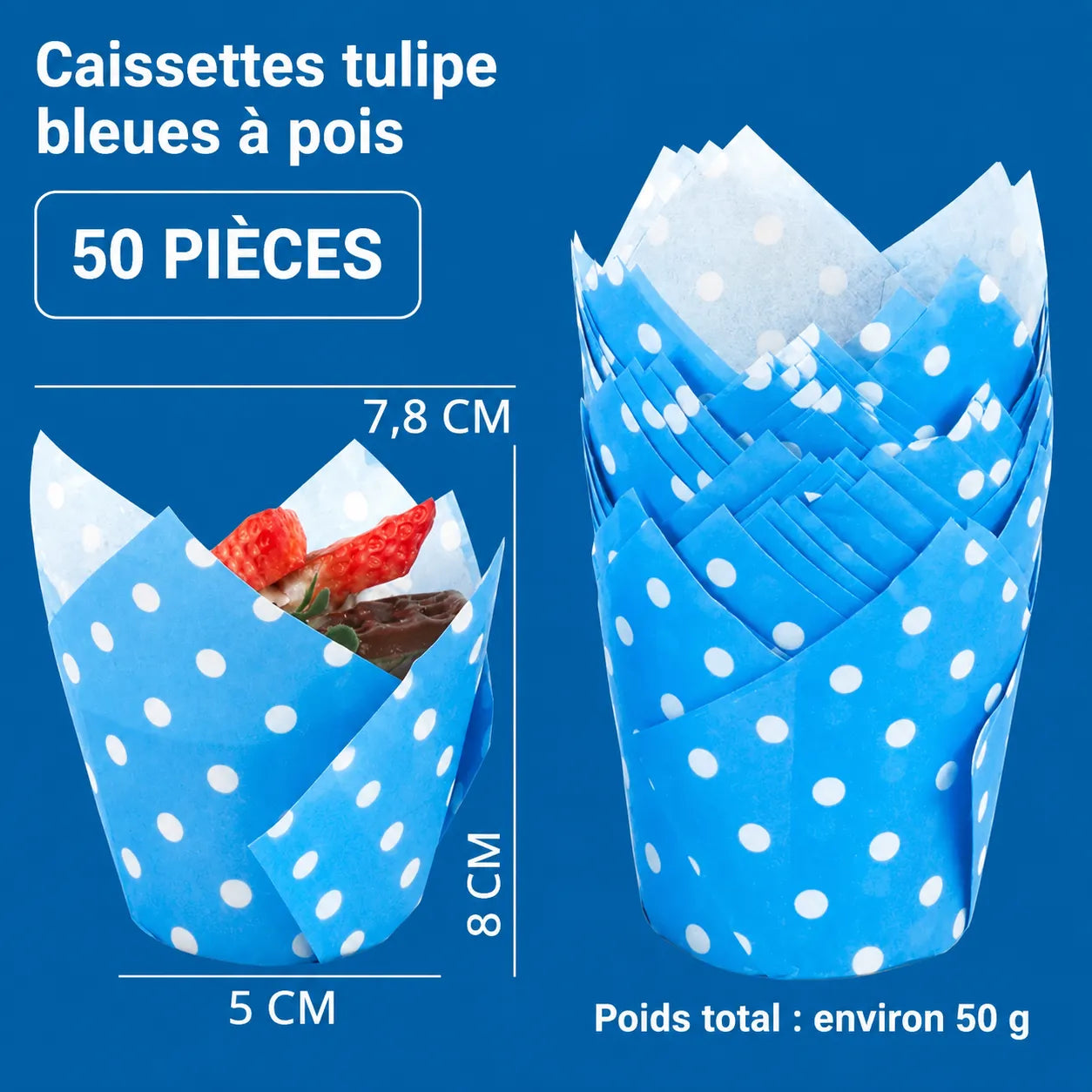 Caissette pour Cupcake Bleu à Pois Minimaliste