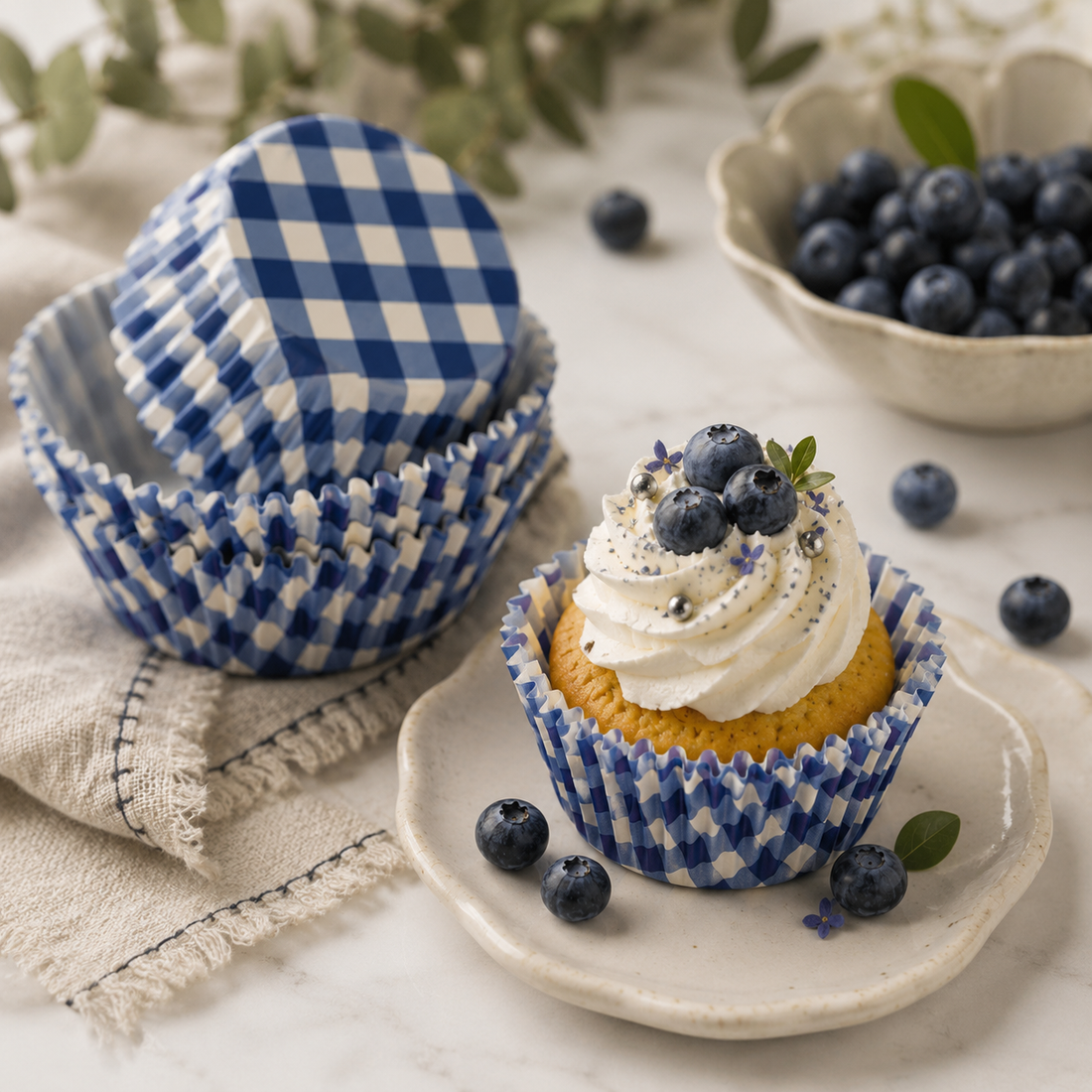 Caissette pour Cupcake Carreaux Bleu Design