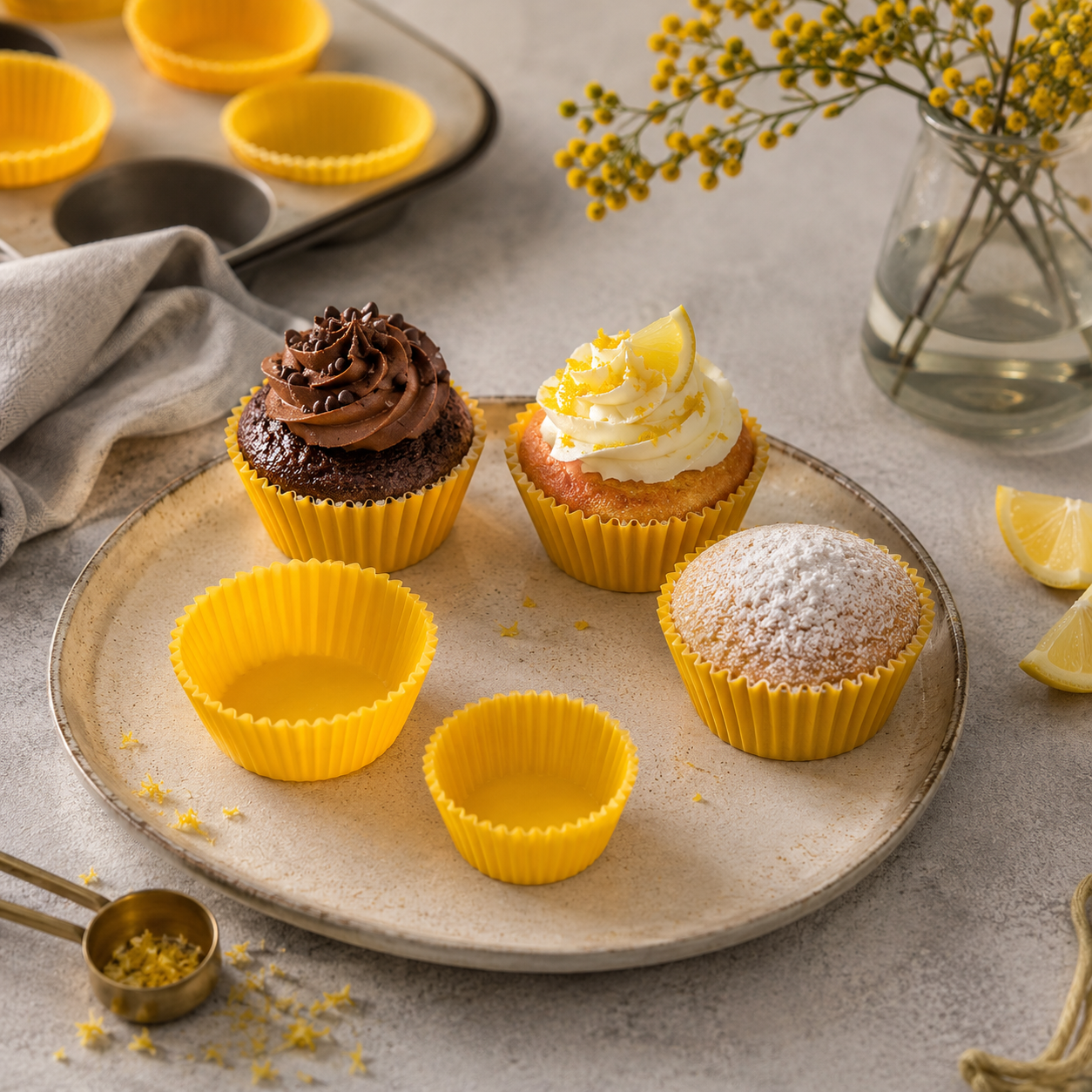 Caissette pour Cupcake Jaune Minimaliste