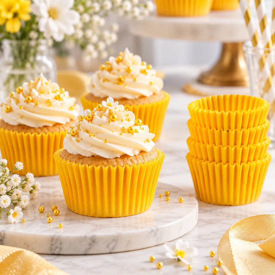 Caissette pour Cupcake Jaune soleil