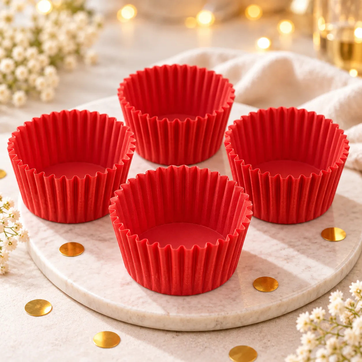 Caissette pour Cupcake en Papier Rouge romantique