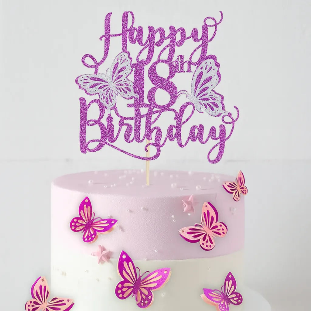 Cake Topper 18 Ans Papillons Girly
