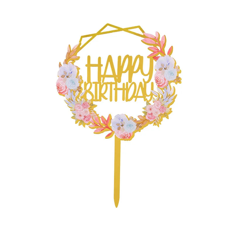 Cake Topper Anniversaire Fleuri Chic