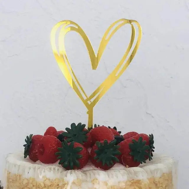 Cake Topper Cœur Doré Epuré Chic