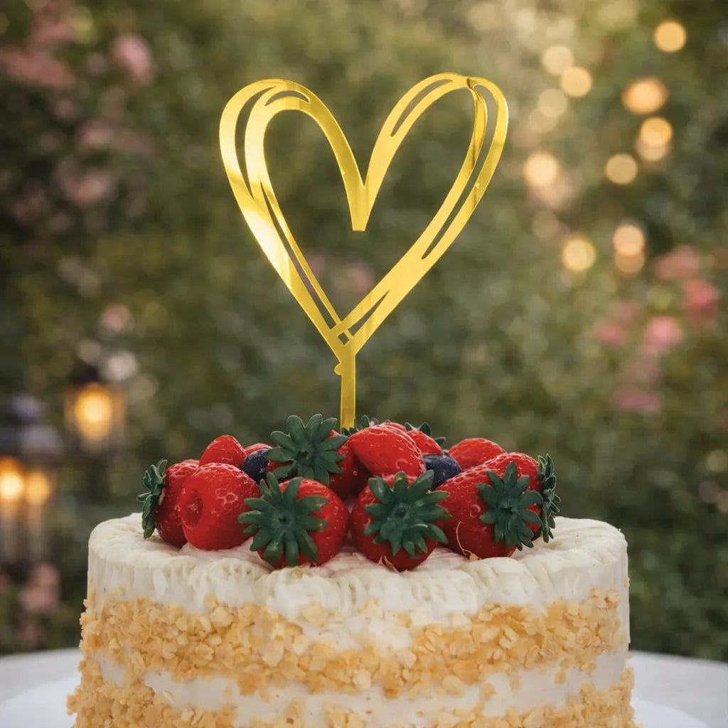 Cake Topper Cœur Doré Epuré Unique