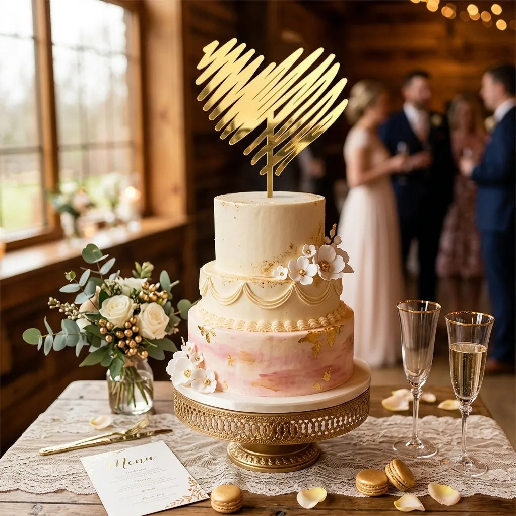 Cake Topper Cœur Doré Original Légère