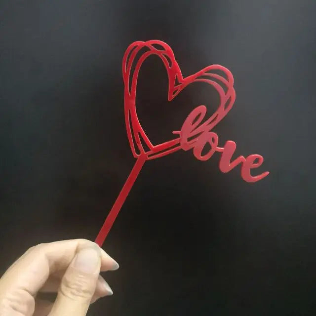 Cake Topper Cœur Love Rouge Chic