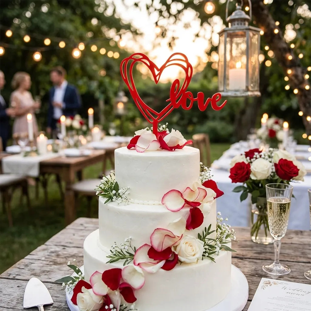 Cake Topper Cœur Love Rouge Légère