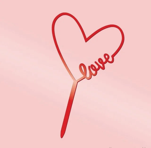 Cake Topper Cœur Rouge Chic
