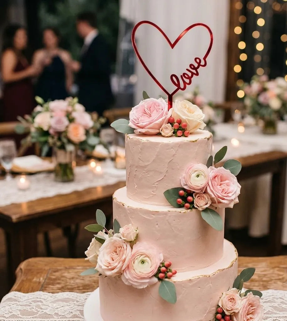 Cake Topper Cœur Rouge Légère