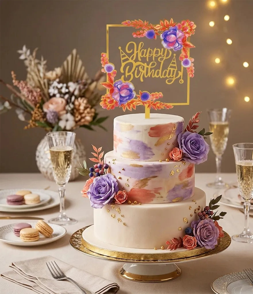 Cake Topper Carré Anniversaire Légère