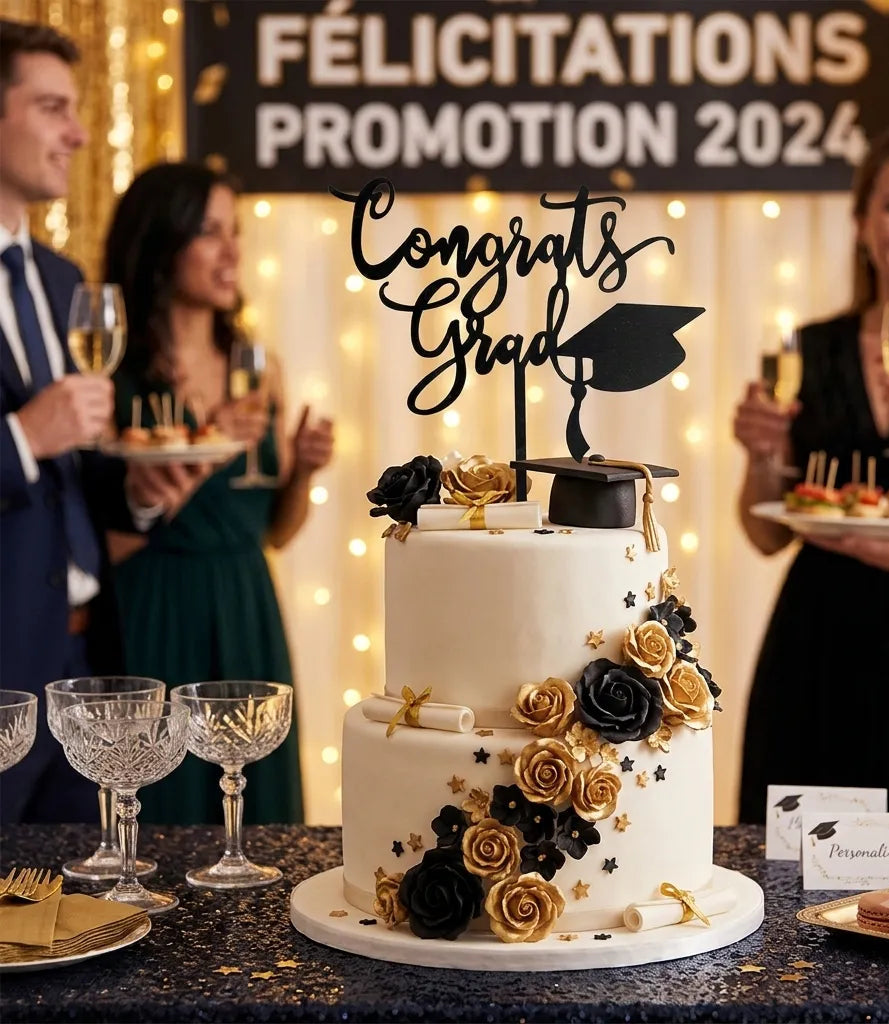 Cake Topper Congrats Grad Léger