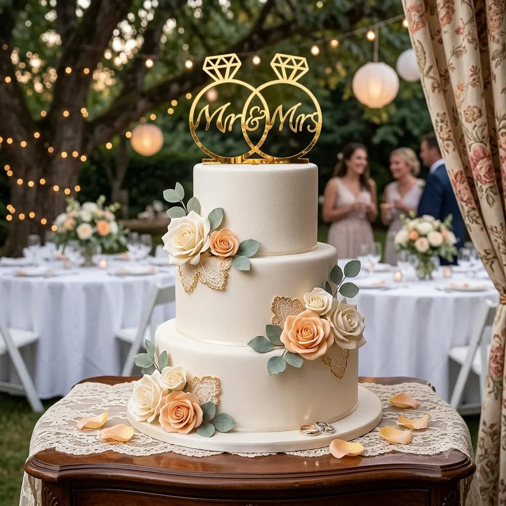 Cake Topper Diamant Mr & Mrs Légère