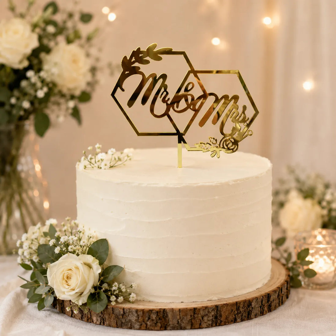 Cake Topper Doré Mr & Mrs