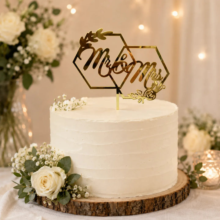 Cake Topper Doré Mr & Mrs