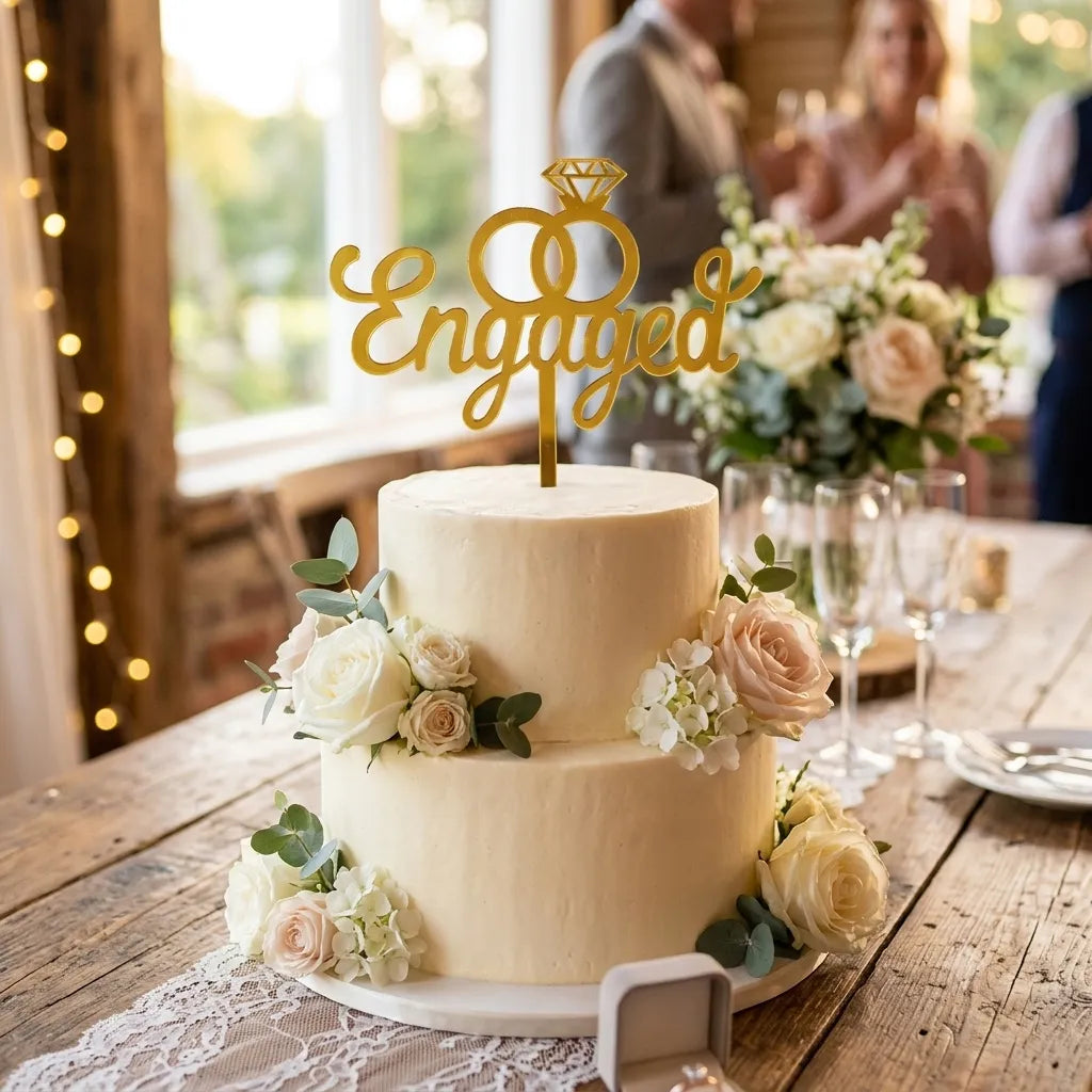 Cake Topper « Engaged » Légère