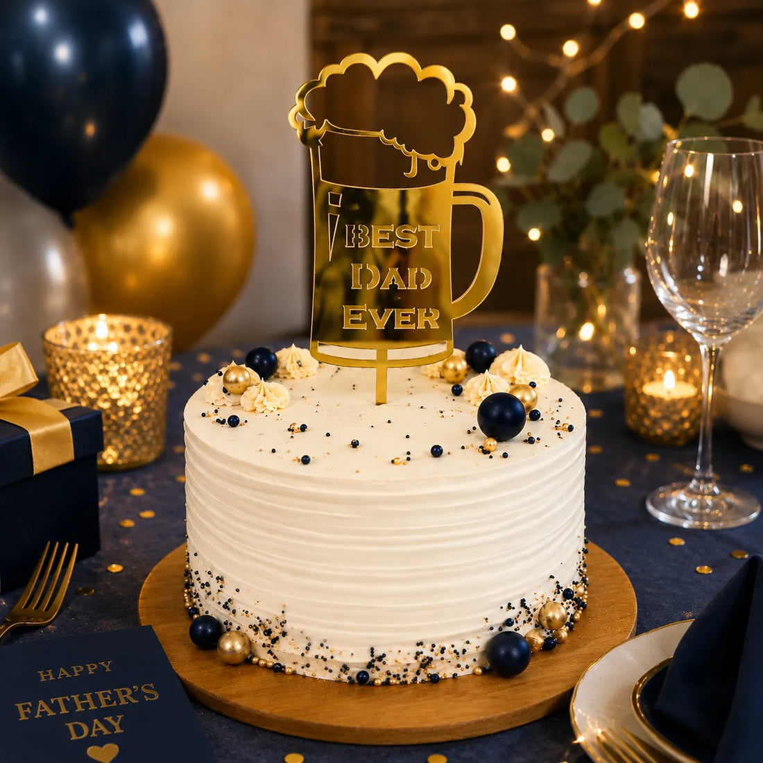 Cake Topper Fête des Pères Original Doré
