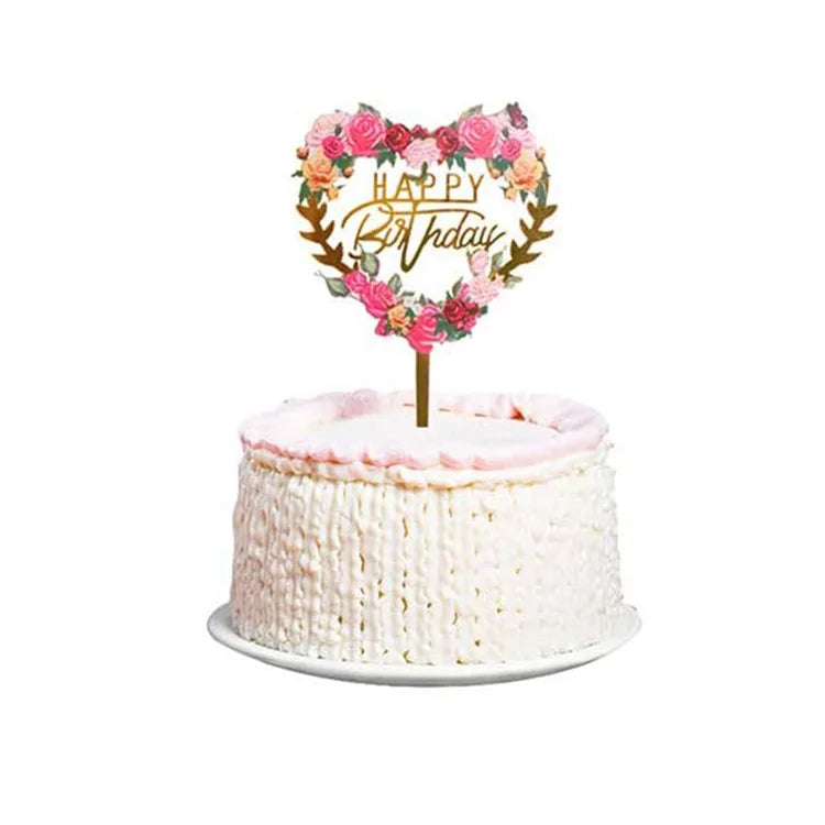 Cake Topper Happy Birthday Cœur Chic