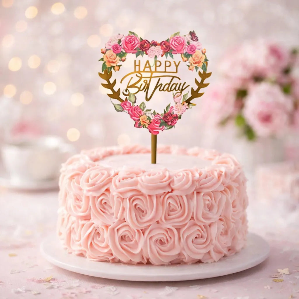Cake Topper Happy Birthday Cœur Unique