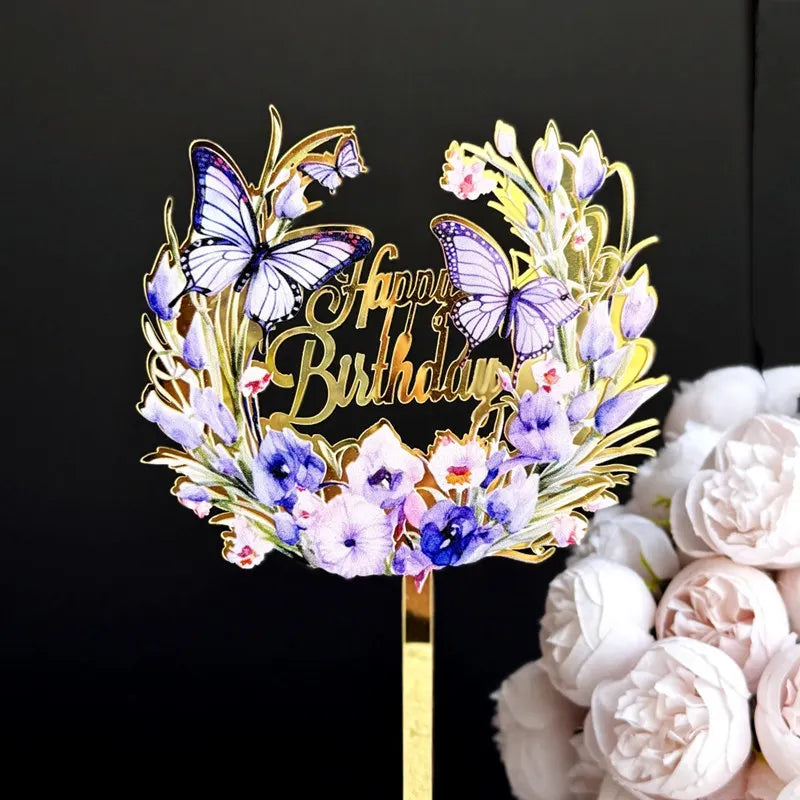 Cake Topper Happy Birthday Elégant Chic