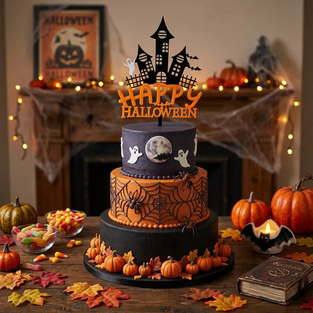 Cake Topper Happy Halloween Château Unique