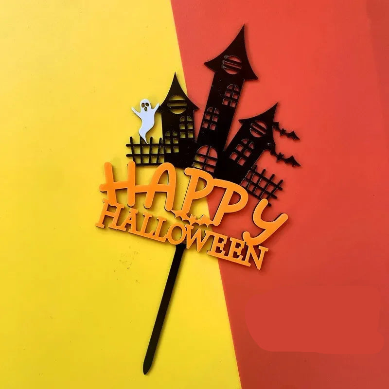 Cake Topper Happy Halloween Château stylé