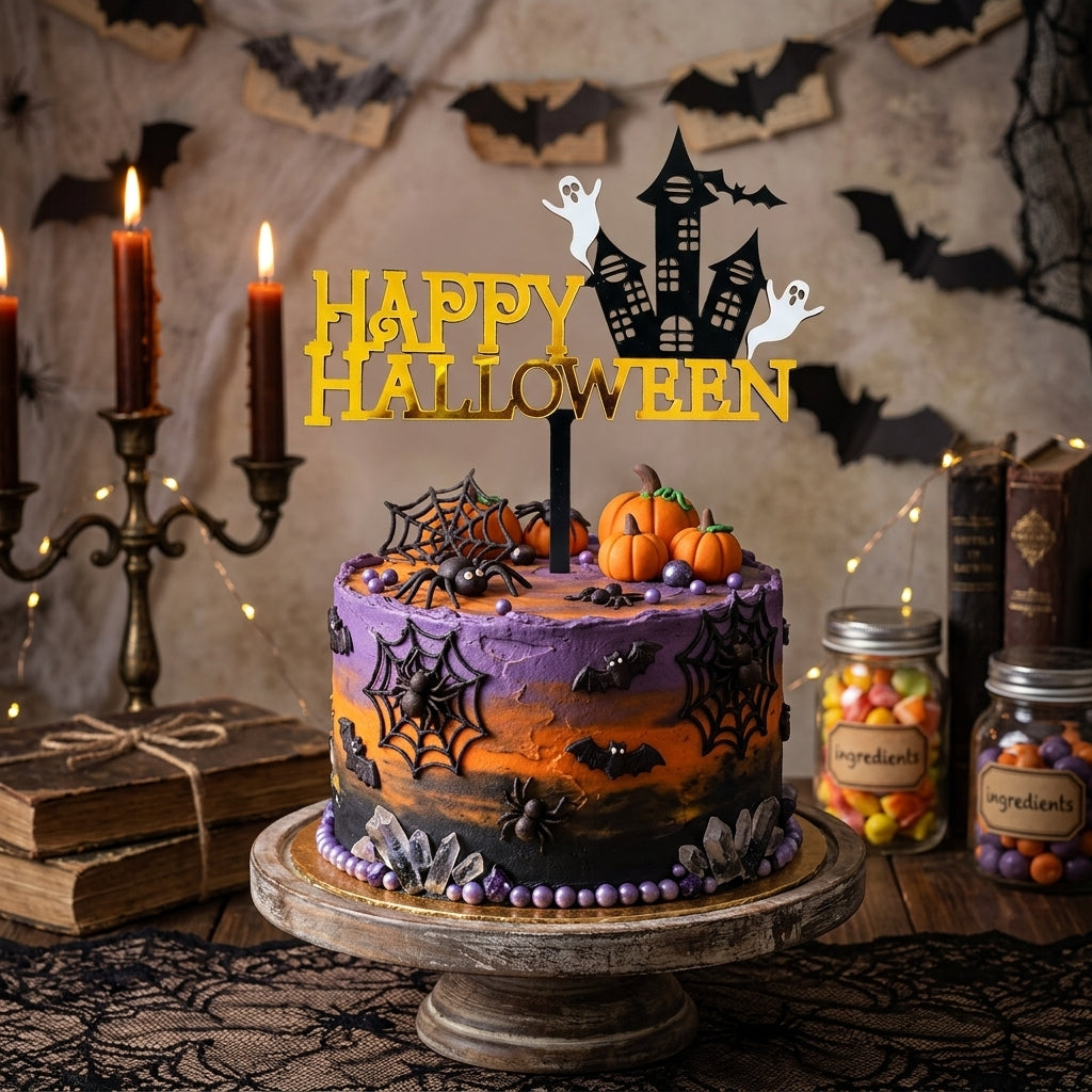 Cake Topper Happy Halloween Doré Chic
