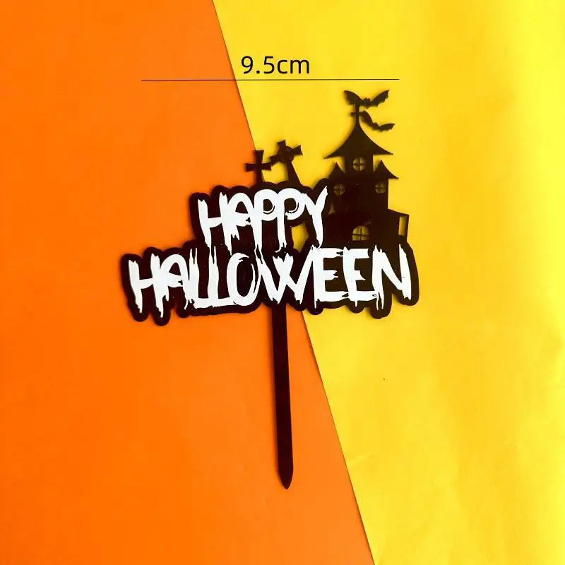 Cake Topper Happy Halloween Noir et Blanc Chic