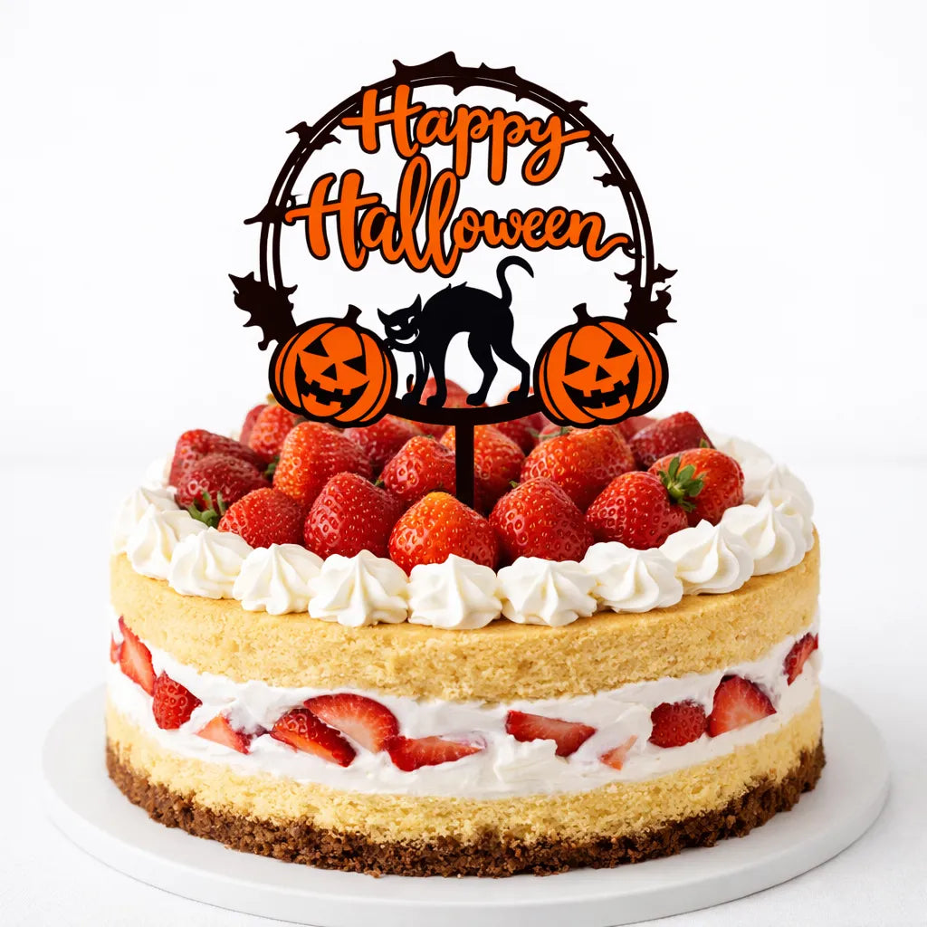 Cake Topper Happy Halloween en Acrylique