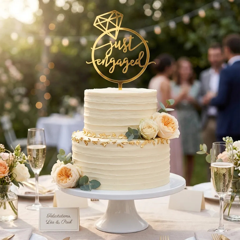 Cake Topper « Just Engaged » Légère