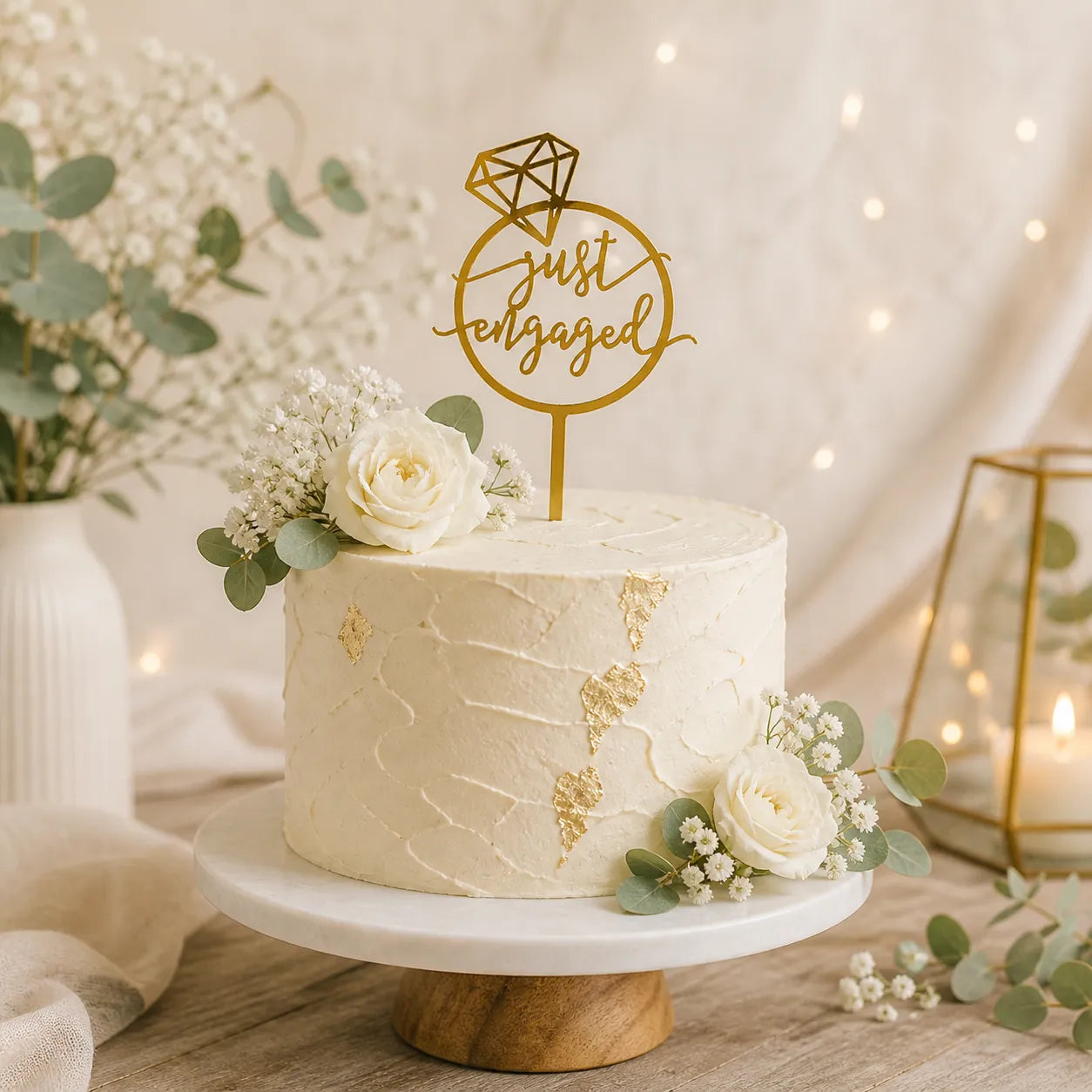 Cake Topper « Just Engaged » Unique