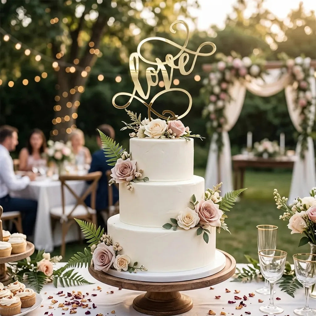 Cake Topper Love Doré Légère
