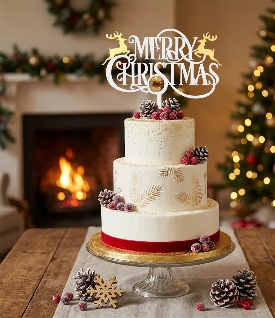 Cake Topper Merry Christmas Design Léger